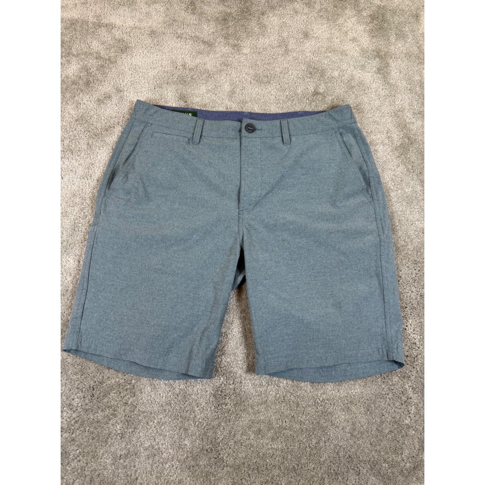 Orvis Men Performance Stretch Flat Front Shorts Blue Gray Size 34 Utility Pocket